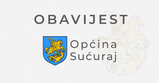 Obavijest o nastavku izmjere nekretnina u svrhu evidencije komunalne naknade na području dijela Općine Sućuraj – dio naselja Bogomolje (centar)